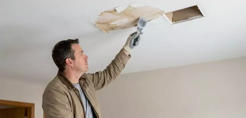 Ceiling Water Stain and Drywall Repair in Esom Hill